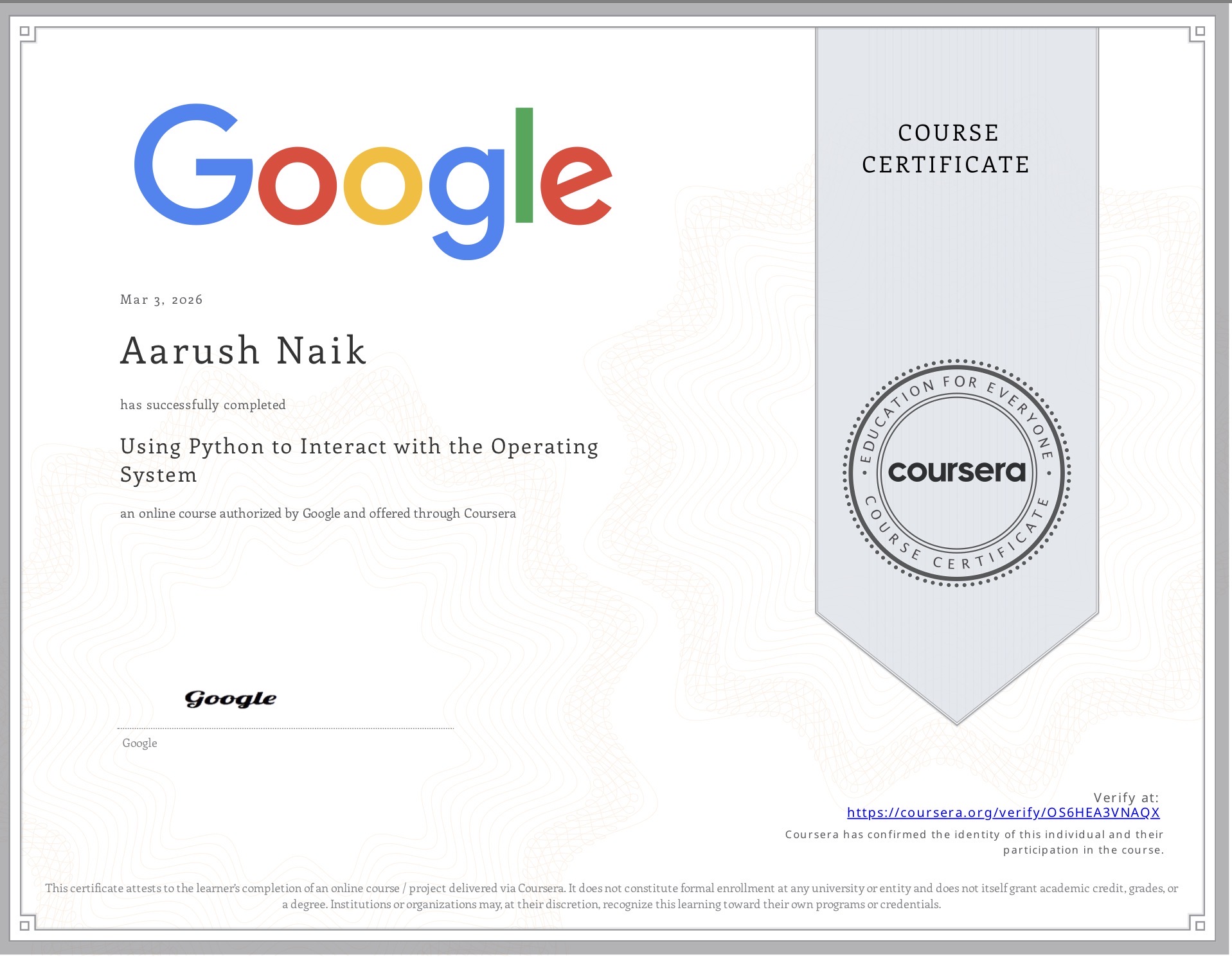 Google's Using the OS with Python